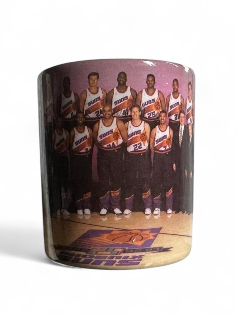 Vintage 1990s Phoenix Suns Team Photo Ceramic Coffee Mug - Purple